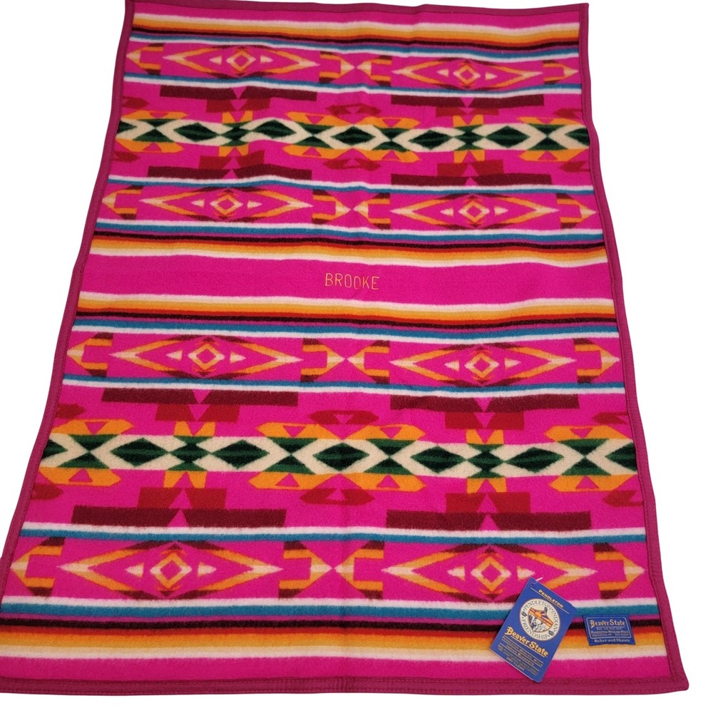 Pendleton‎ NWT Beaver State Wool Cherry Muchacho Robe Crib Blanket Personalized